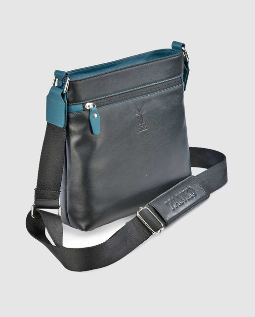 Bandolera de hombre de piel en negro