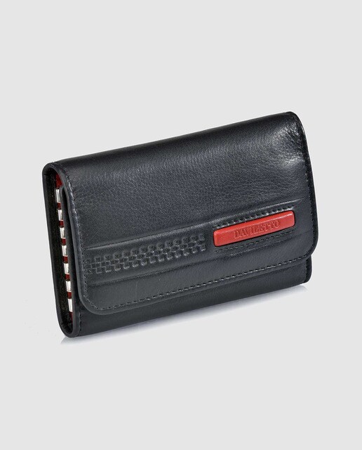 Llavero de piel en negro con logo