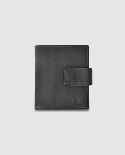 Cartera de piel negra con monedero exterior