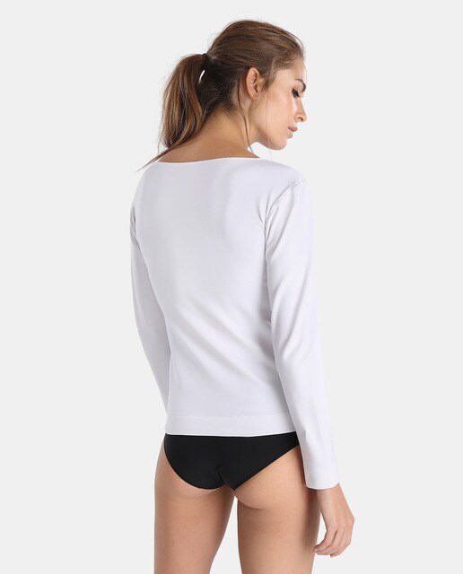 Camisola interior lisa de mulher com manga comprida