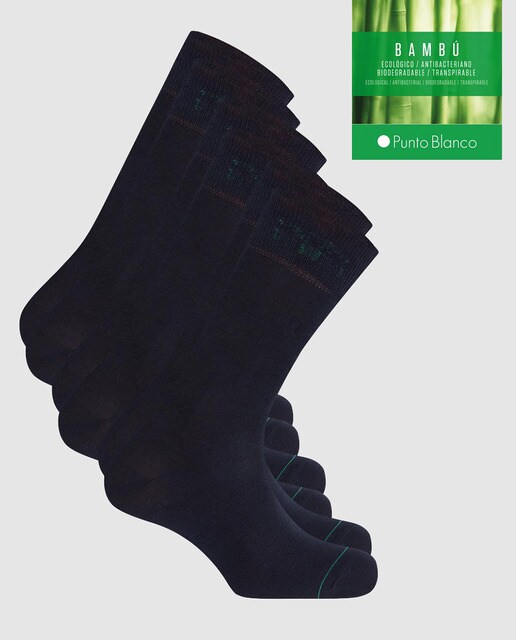 Pack de tres pares de calcetines de bambú de hombre Punto Blanco cortos azules