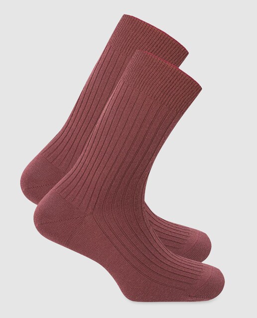 Calcetines de lana merina de Australia de hombre Punto Blanco cortos granates