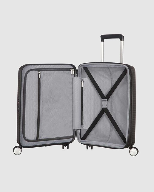 Maleta de cabina expandible SOUNDBOX rígida negra, con capacidad hasta 41L