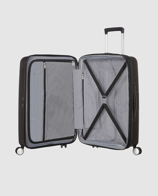 Maleta grande expandible SOUNDBOX rígida negra, con capacidad hasta 110L