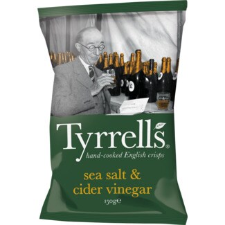 Tyrrell's Batatas Fritas com Sal Marinho e Vinagre embalagem 150 g