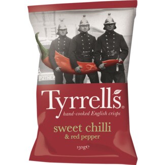Tyrrell's Batatas Fritas com Chili e Pimenta Vermelha embalagem 150 g