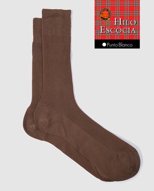 Calcetines de hilo de escocia de hombre Punto Blanco. Hecho en España.