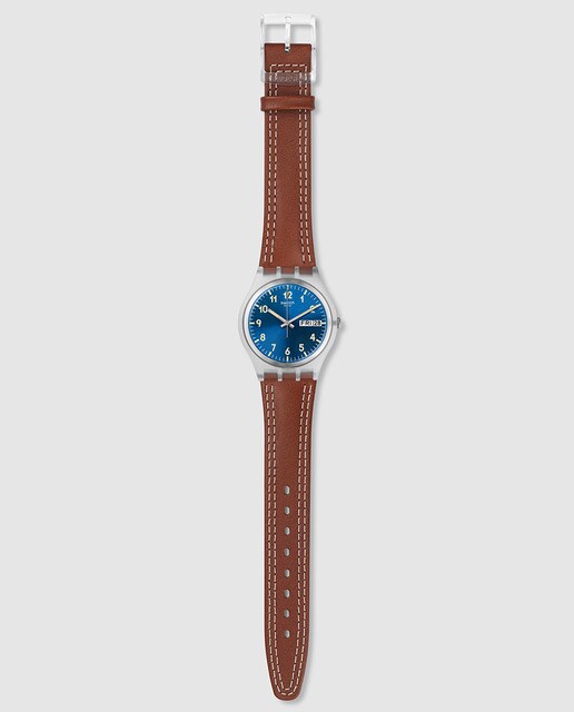 Reloj de mujer Swatch GE709 Windy Dune de piel marrón