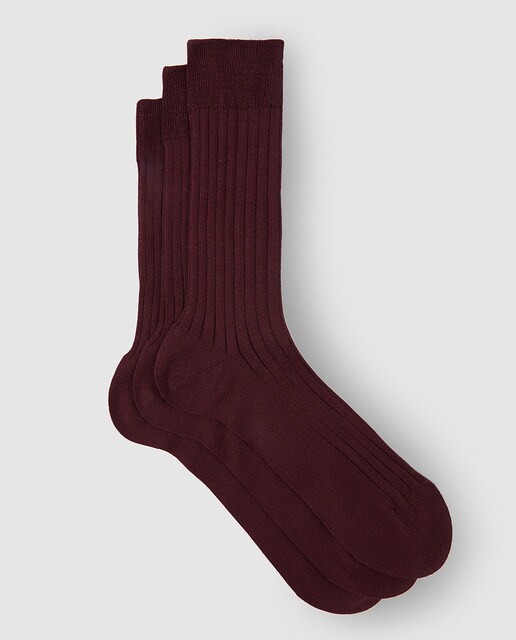 Pack de tres pares de calcetines de hombre Dustin cortos en granate