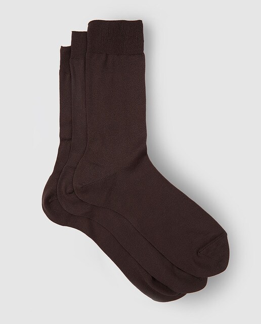 Pack de tres pares de calcetines de hombre Dustin cortos en marrón