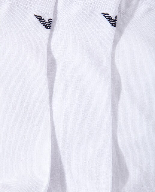 Pack de tres pares de calcetines de hombre Emporio Armani tobilleros blancos