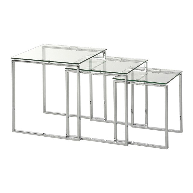 Set de 3 mesas auxiliares de acero y cristal Catalina El Corte Inglés