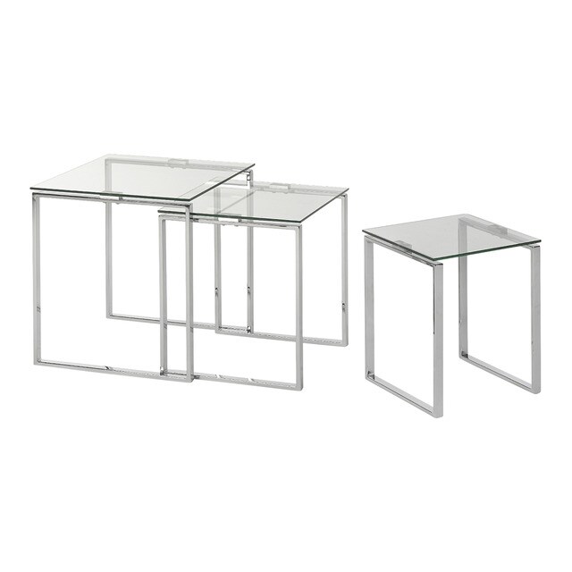 Set de 3 mesas auxiliares de acero y cristal Catalina El Corte Inglés