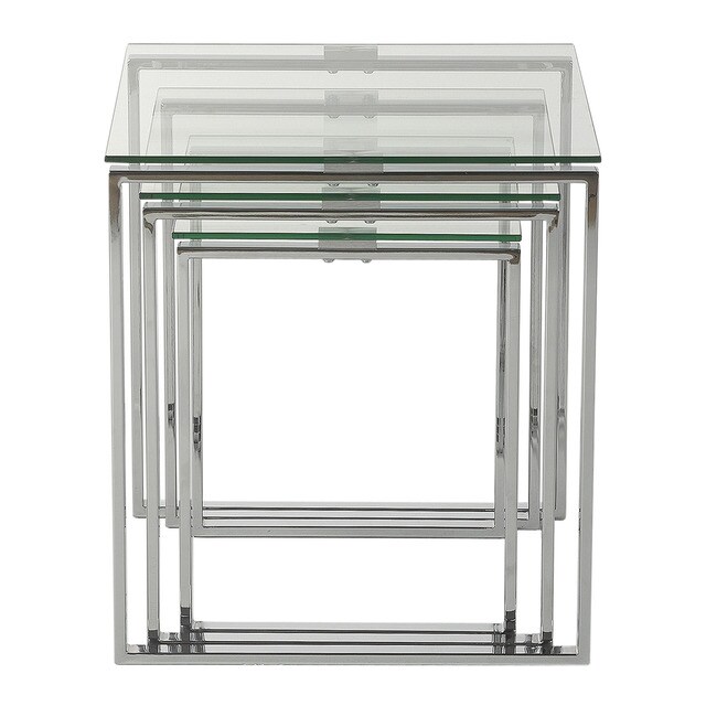 Set de 3 mesas auxiliares de acero y cristal Catalina El Corte Inglés