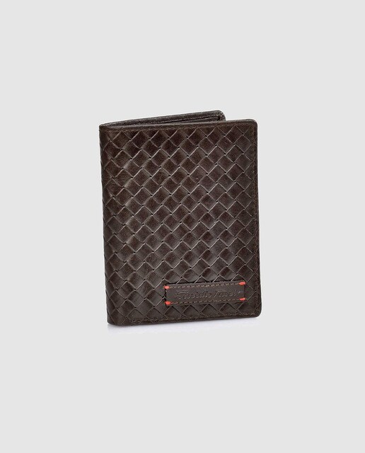 Cartera de piel trenzada marrón