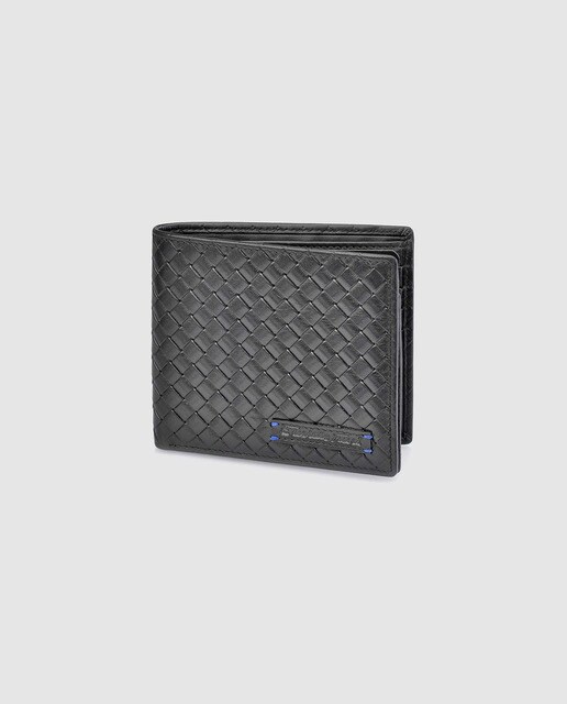 Cartera de piel trenzada negra