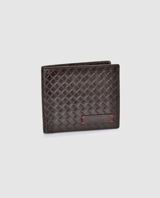 Cartera de piel trenzada marrón