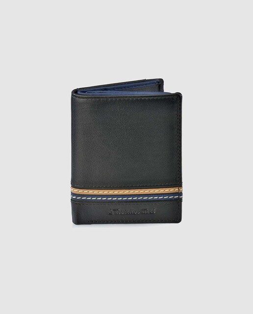 Cartera de hombre en piel de color negro con monedero