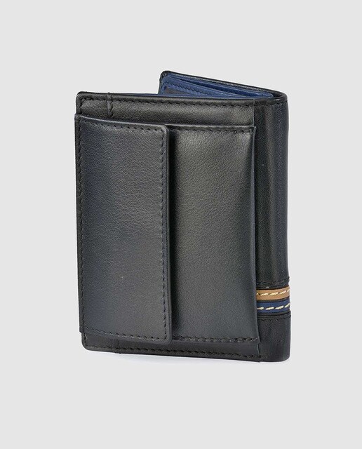 Cartera de hombre en piel de color negro con monedero
