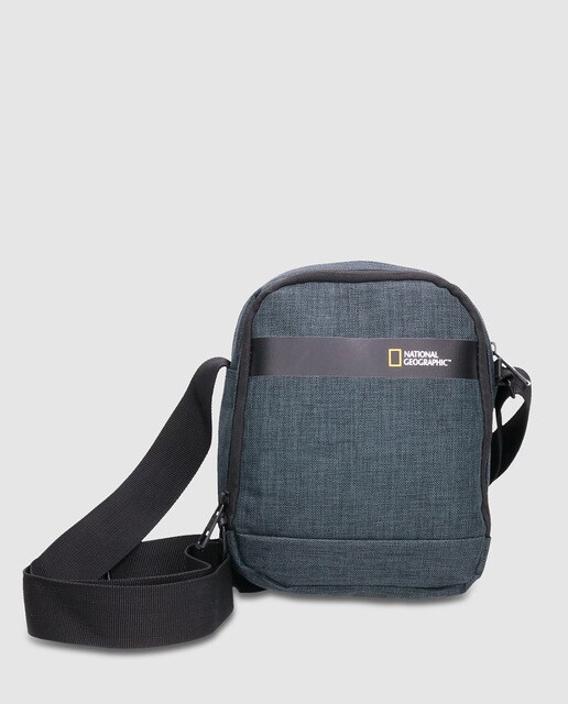 Bandolera de hombre en color gris con dos compartimentos
