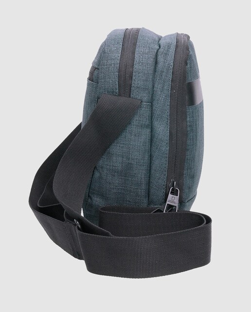Bandolera de hombre en color gris con dos compartimentos