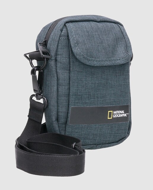 Bandolera pequeña de hombre en color gris con cremallera