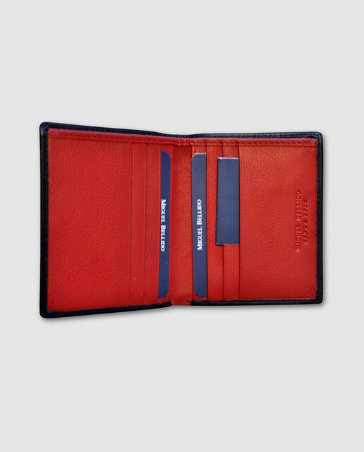 Cartera de hombre tipo americano en piel bicolor negra y roja
