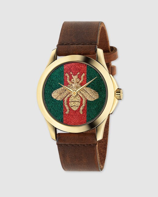 Reloj de hombre Gucci Le Marché des Merveilles YA126451 de piel marrón