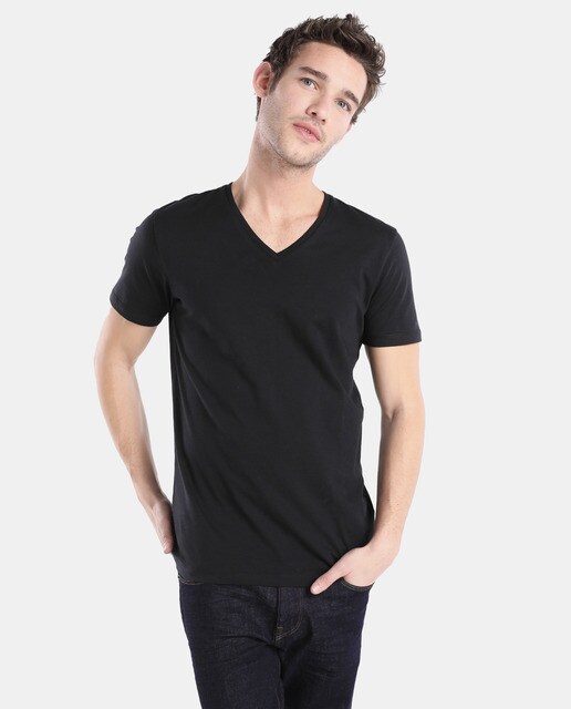 Camiseta de hombre Esprit básica negra de manga corta