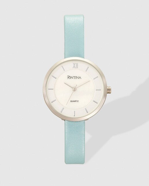 Reloj de mujer Pontina símil piel pastel azul