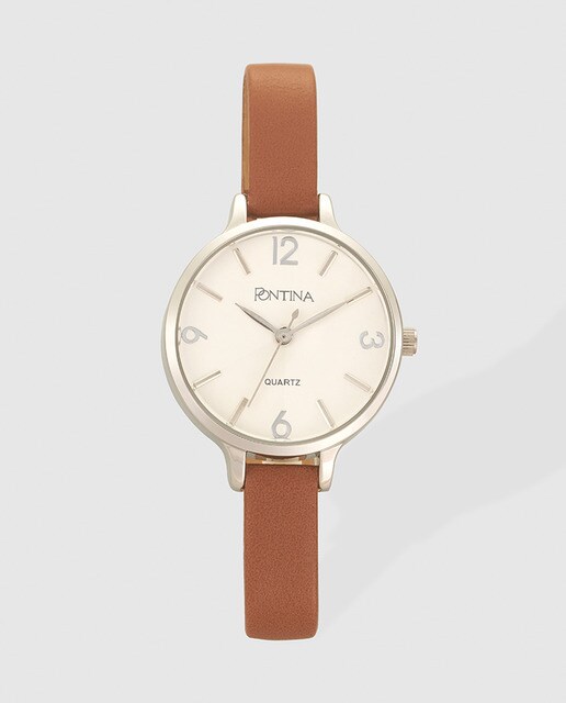 Reloj de mujer Pontina símil piel marrón