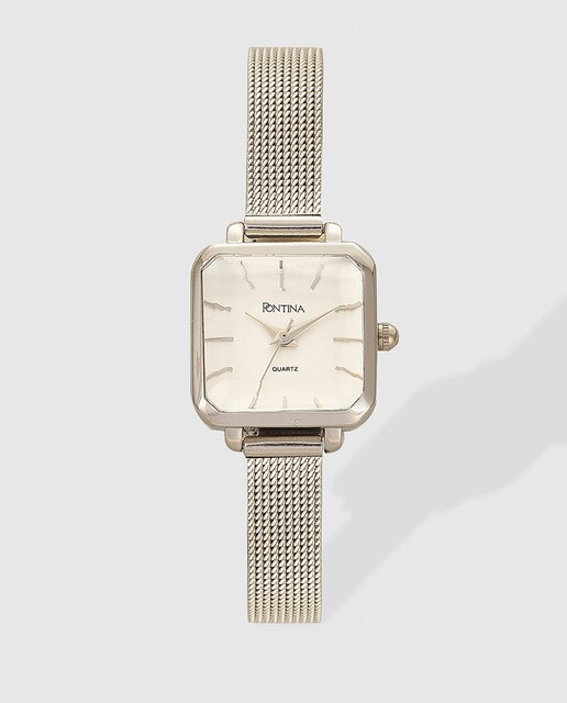 Reloj de mujer Pontina de malla plateada