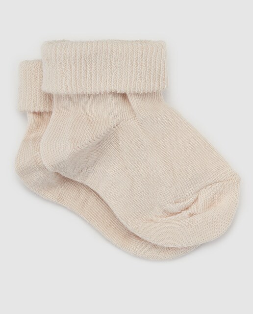 Calcetines de bebé Cotton Juice en beige con puño vuelto