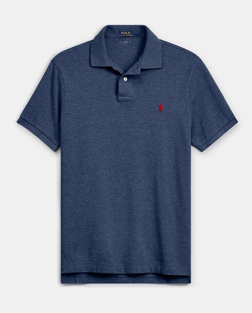 Polo piqué de hombre Polo Ralph Lauren slim azul de manga corta