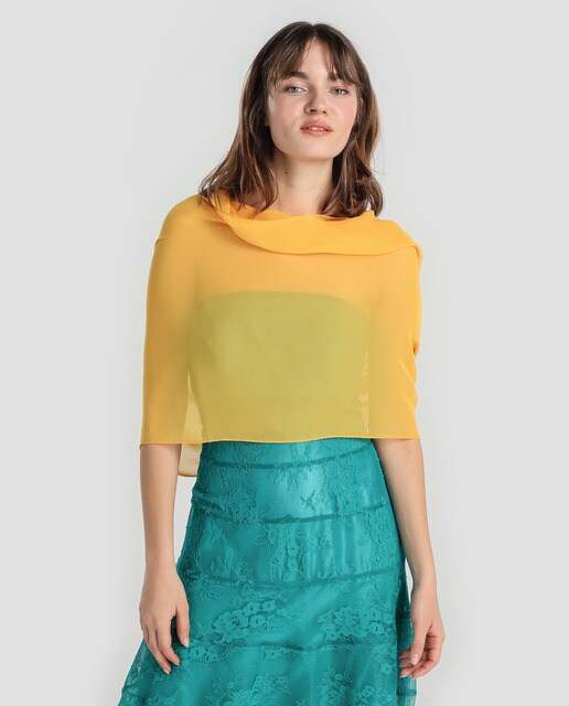 Chal de fiesta amarillo de gasa