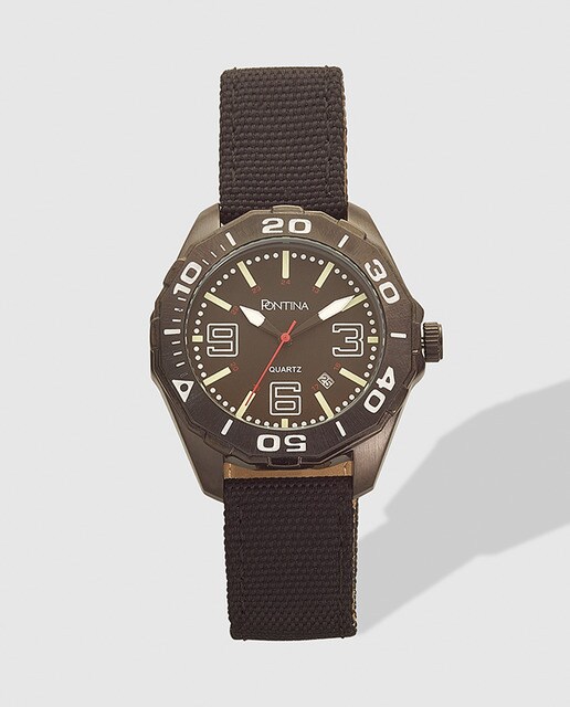Reloj de hombre Pontina de lona marrón