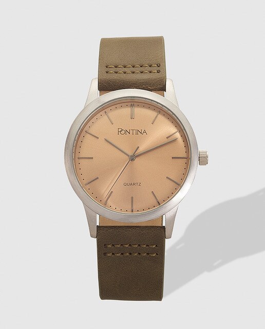 Reloj de hombre Pontina símil piel verde