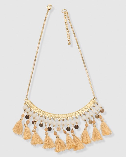 Collar El Corte Inglés con pompones beige