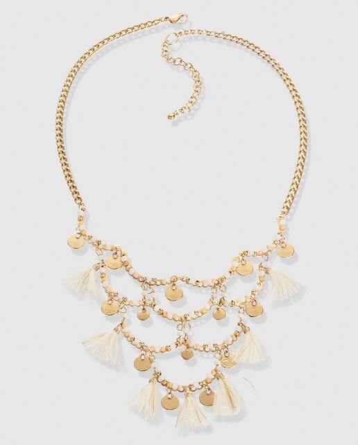 Collar El Corte Inglés blanco con pompones