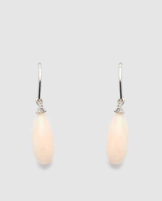 Pendientes El Corte Inglés My Wedding en oro con diamantes y pera de coral