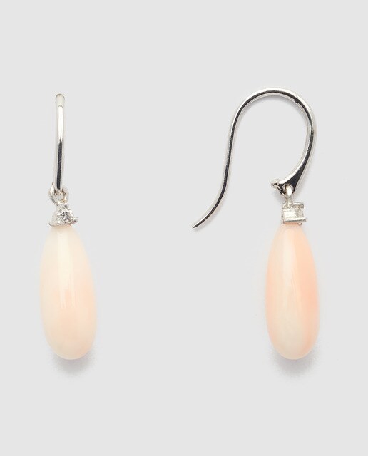 Pendientes El Corte Inglés My Wedding en oro con diamantes y pera de coral