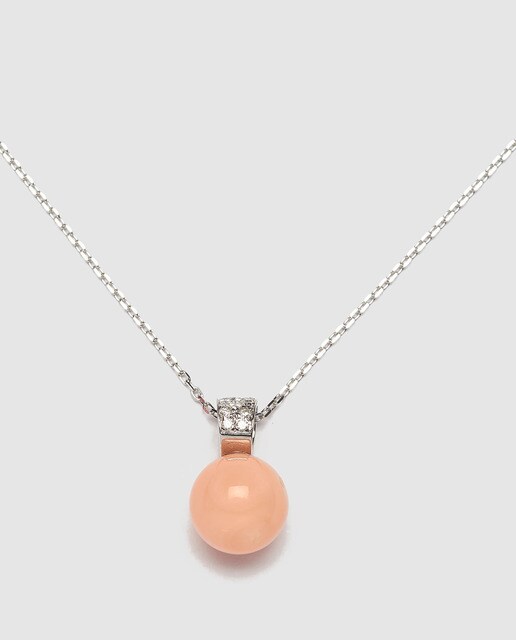 Colgante de oro con brillante y bola de coral El Corte Inglés