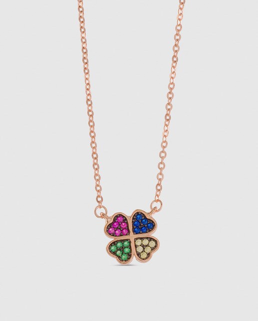 Collar Luxenter by Lara Álvarez Sokha de plata rosa y circonita multicolor