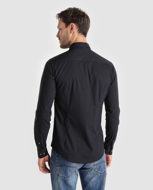 Camisa de hombre Emporio Armani slim lisa azul