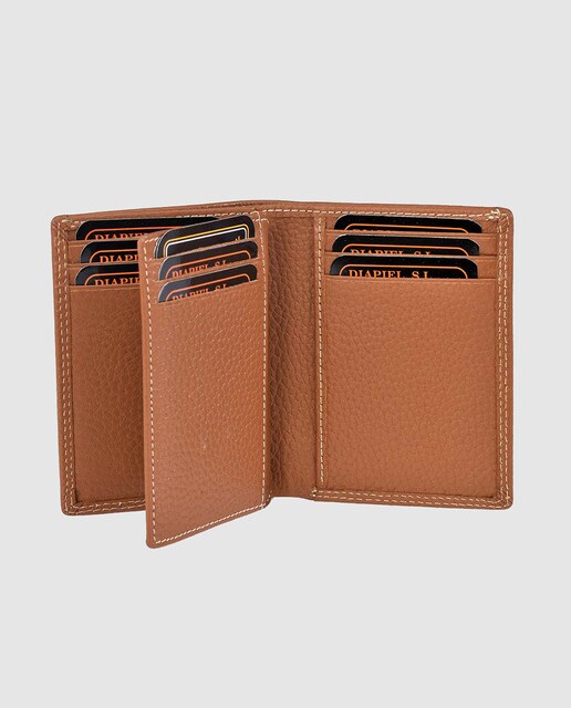 Cartera de hombre en piel granulada de color marrón