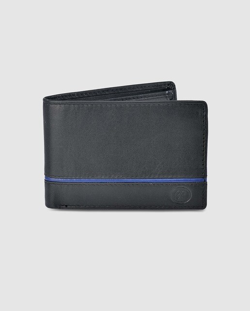 Cartera tipo americano de hombre en piel de color negro con monedero
