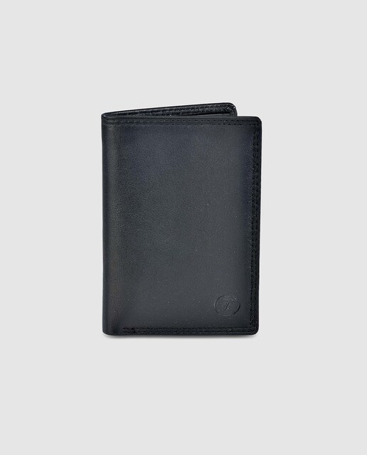 Cartera vertical de hombre en piel de color negro