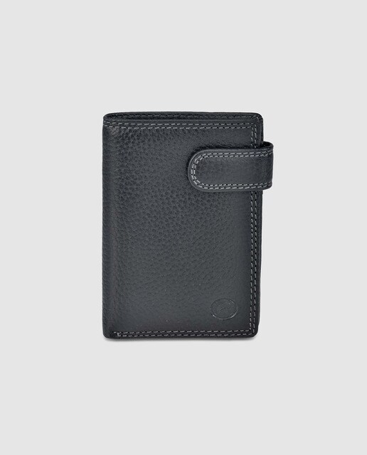 Cartera de hombre en piel de color negro con monedero