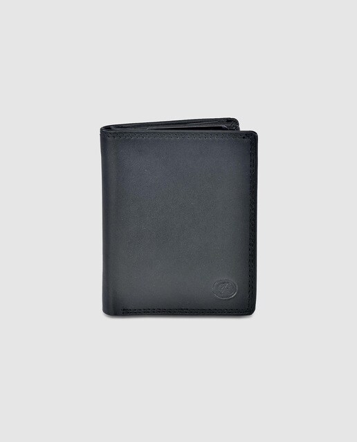 Cartera grande vertical de hombre en piel de color negro