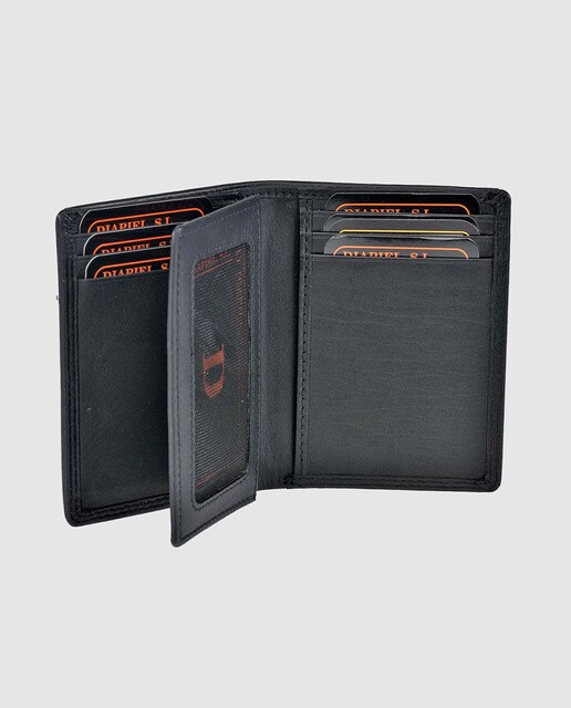 Cartera grande vertical de hombre en piel de color negro